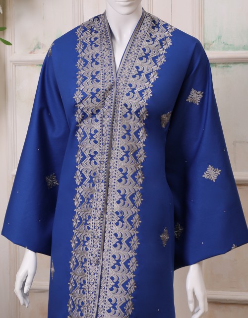 SWISS VOIL COTTON EMBROIDERY ALL OVER STONE 60'' IN ROYAL BLUE