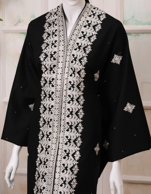 SWISS VOIL COTTON EMBROIDERY ALL OVER STONE 60'' IN BLACK