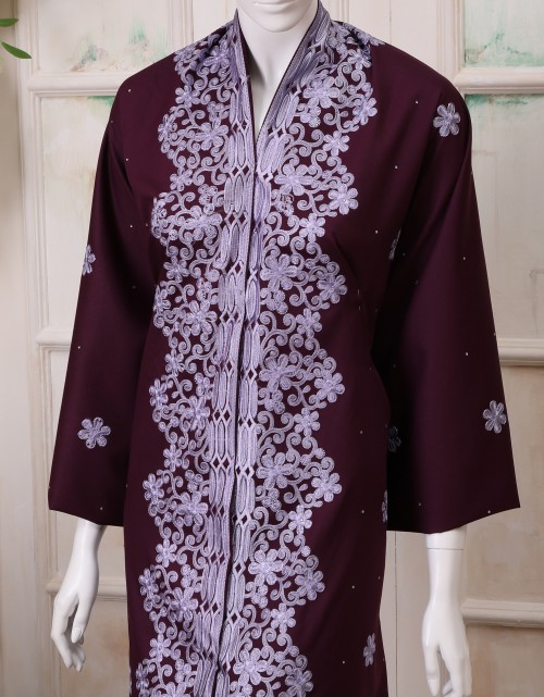 SWISS VOIL COTTON EMBROIDERY ALL OVER STONE 60'' IN DARK VIOLET