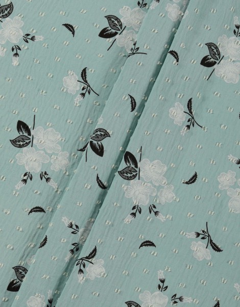 CEY EMBROIDERY PRINTED 58" (DES 2) IN TIFFANY GREEN