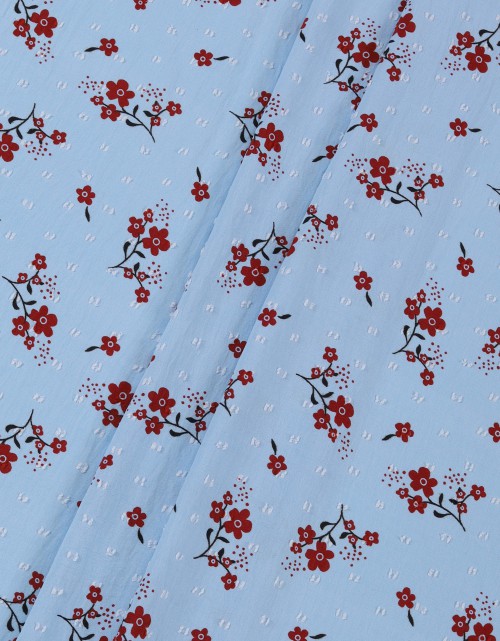 CEY EMBROIDERY PRINTED 58" (DES 5) IN DUSTY BLUE