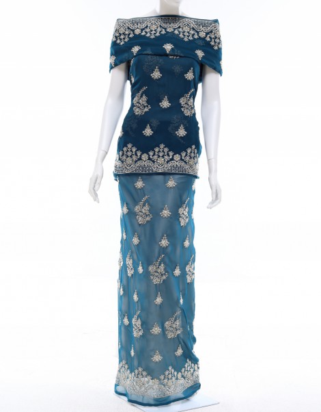 (NEW) CHIFFON STONE SULAM SATYAM 45'' (DES 7) IN TEAL BLUE