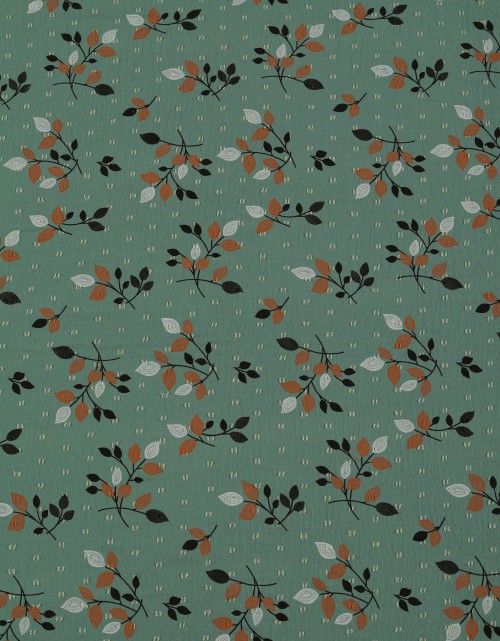 CEY EMBROIDERY PRINTED 58" (DES 1) IN TEAL GREEN