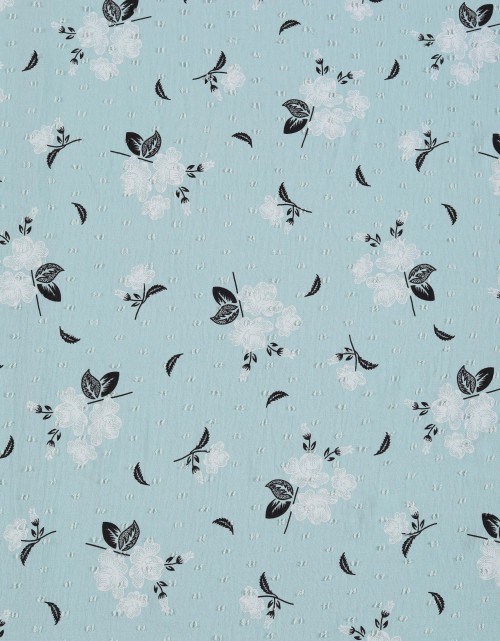 CEY EMBROIDERY PRINTED 58" (DES 2) IN TIFFANY BLUE