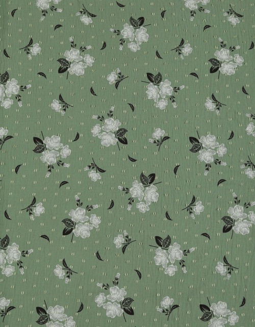 CEY EMBROIDERY PRINTED 58" (DES 2) IN SOFT DUSTY GREEN