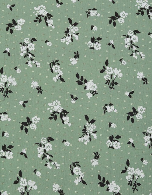 CEY EMBROIDERY PRINTED 58" (DES 3) IN DUSTY GREEN