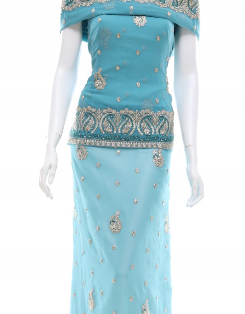 (NEW) CHIFFON STONE SULAM SATYAM 45'' (DES 5) IN TURQUOISE