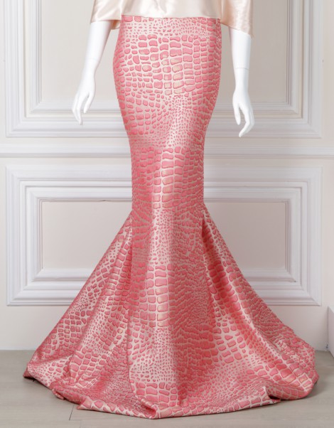 BROCADE PRINTED EXCLUSIVE 60" (DES 1) IN PEACH RED