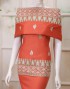 SWISS VOIL COTTON EMBROIDERY ALL OVER STONE 45'' IN TIGER ORANGE