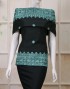 SWISS VOIL COTTON EMBROIDERY ALL OVER STONE 45'' IN DARK GREEN
