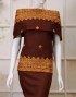 SWISS VOIL COTTON EMBROIDERY ALL OVER STONE 45'' IN DARK BROWN