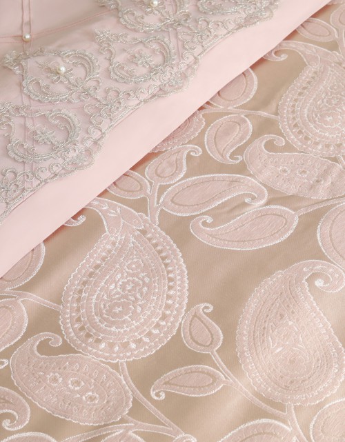 BEDSHEET COTTON JACQ LACE PEARL SI/E - KING (DES 1) IN CHAMPAGNE