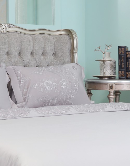 BEDSHEET COTTON LACE PEARL SI/E - QUEEN (DES 3) IN GREY