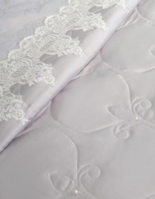 BEDSHEET COTTON LACE PEARL SI/E - QUEEN (DES 5) IN GREY