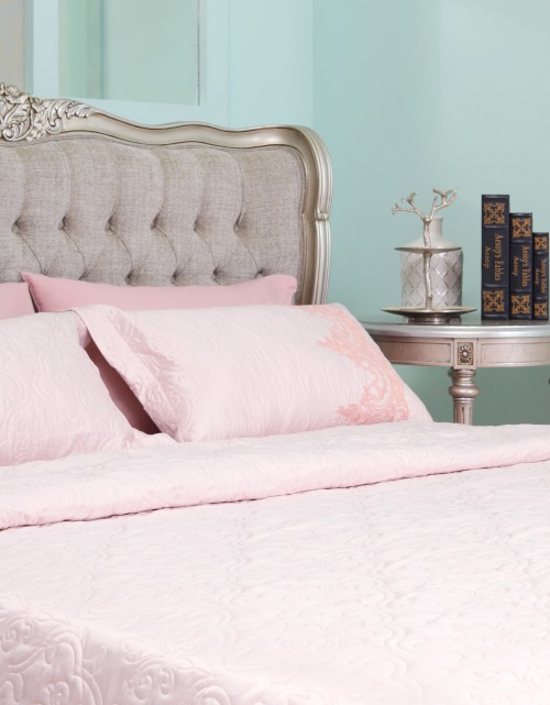 BEDSHEET COTTON LACE PEARL SI/E - QUEEN (DES 7) IN DUSTY PINK