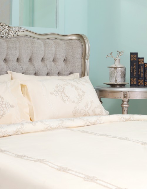 BEDSHEET COTTON LACE PEARL SI/E - KING (DES 6) IN CREAM