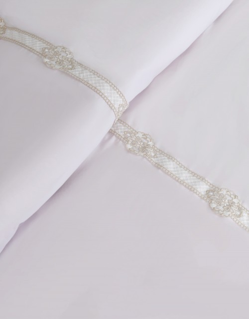 BEDSHEET COTTON LACE PEARL SI/E - KING (DES 6) IN WHITE