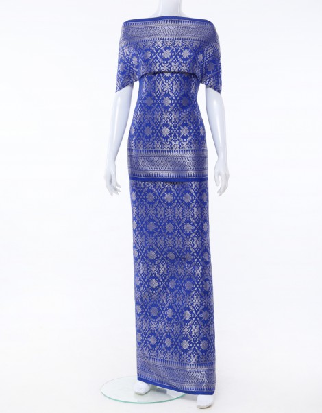 (NEW) SONGKET FABRIC NIRVANA 45" (DES 1) IN ROYAL BLUE