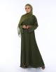 RABIA JUBAH IN OLIVE (FREE LACE SHAWL)