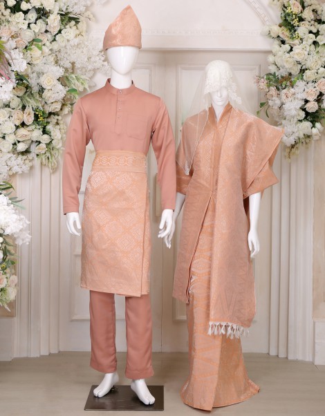 SONGKET SUIT 8 IN PEACH RED