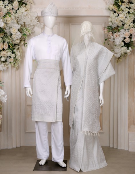 SONGKET SUIT 8 IN PURE WHITE