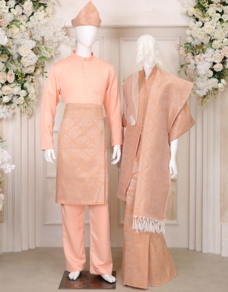 SONGKET SUIT 8 IN CORAL GOLD